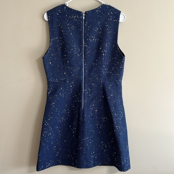 Diane Von Furstenberg Yvette Navy Painted Tweed A-Line Shift Dress Blue - Picture 4 of 9